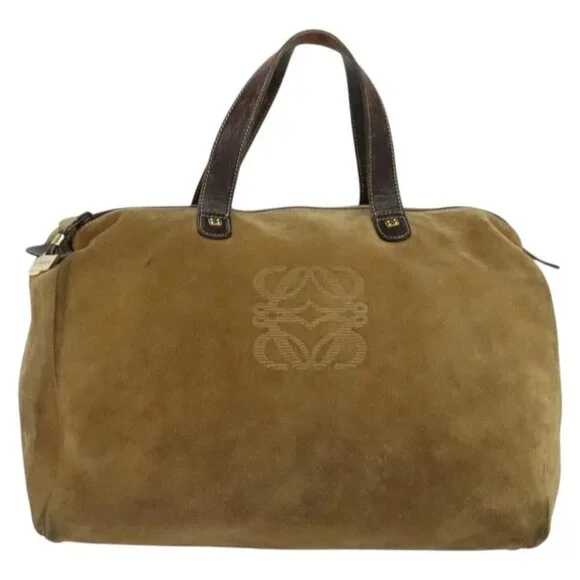 LOEWE Anagram Boston Bag Suede Brown Gold - Picture 12 of 16
